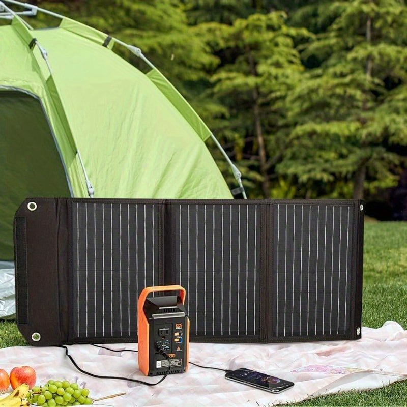 30W Foldable Solar Panel & Portable Power Station Generator Kit with 10 Connectors, USB-C/USB-A/DC/AC Outlets, Solar-Powered Charging for Phones, Laptops, RV, Camping, Home Backup - Lightweight & Durable Outdoor Power Bank, No Mains Electricity Needed,
