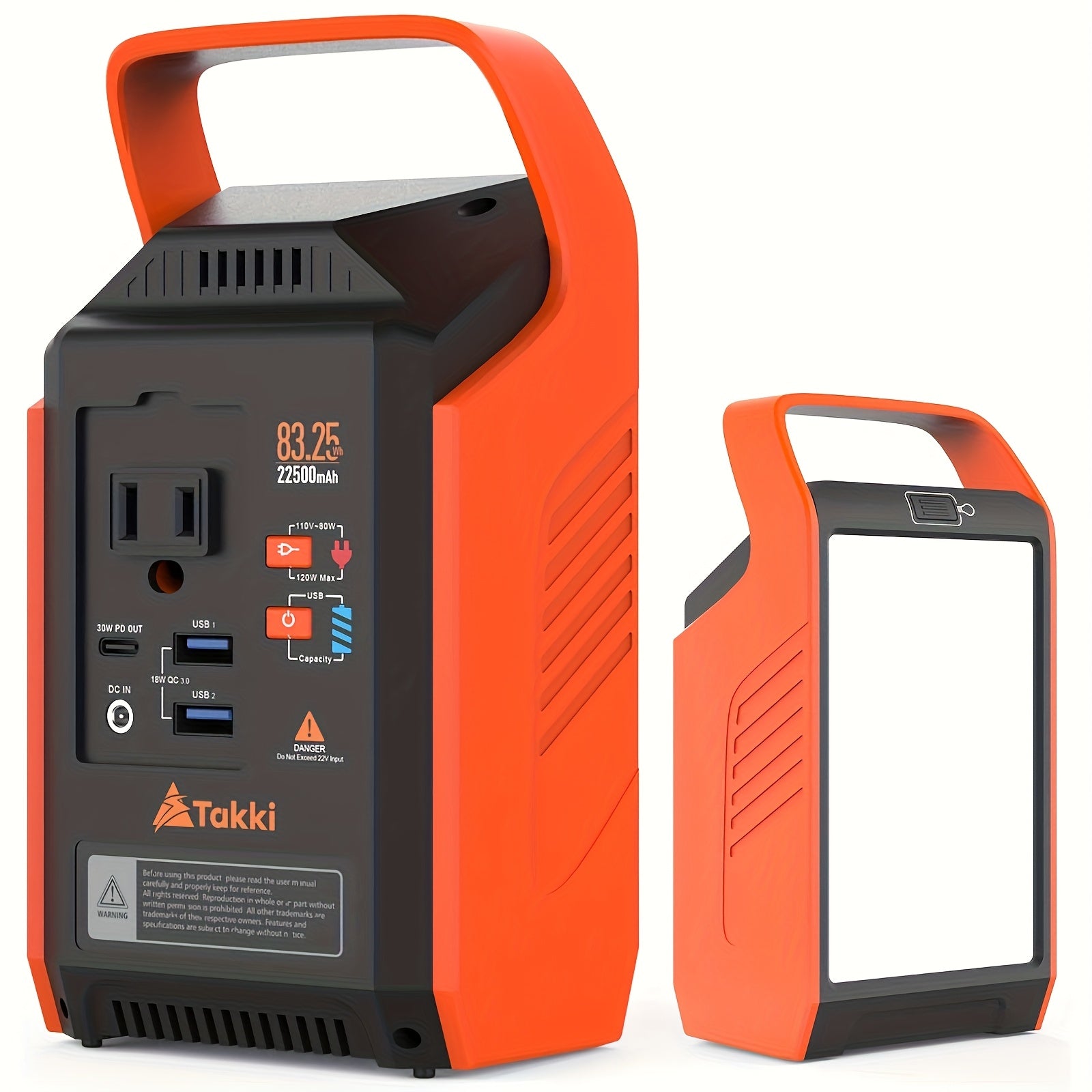 Portable Power Station 80W with AC Outlet - Solar Generator, QC3.0 Fast Charging, PD45W, 22500mAh Battery, Solar/Pure Solar/Car Charging, Compact & Lightweight for Camping, RV, Home, Emergencies, Outdoor - with US Plug (NEMA L5-30R) - Ideal for Phones,