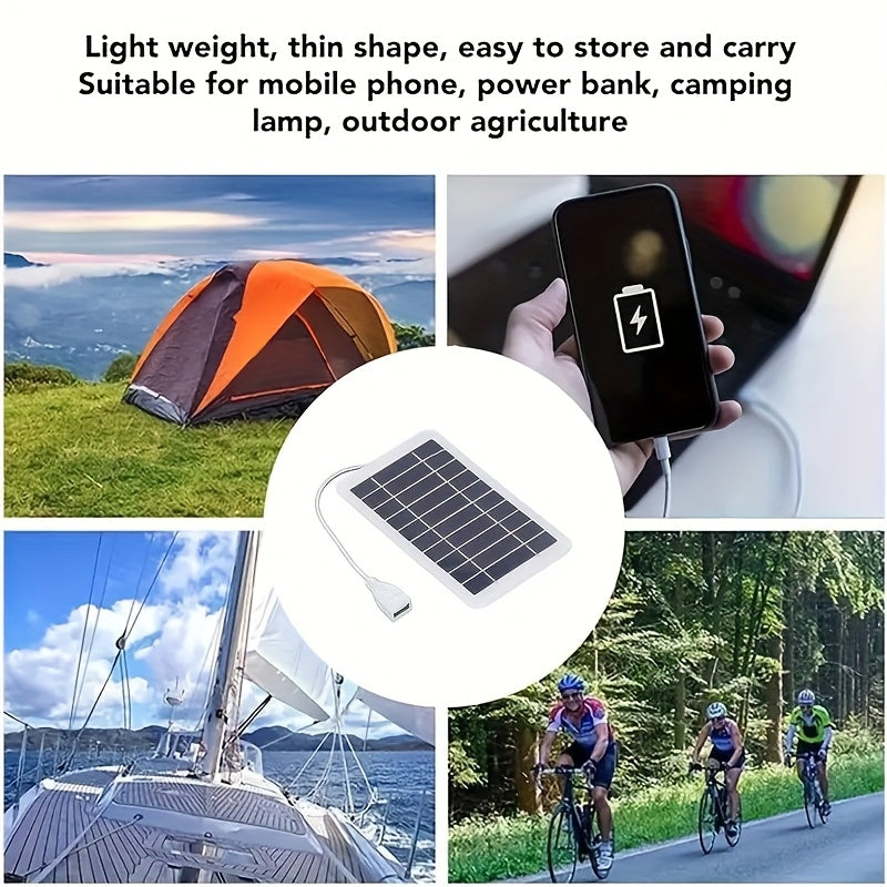 5V Portable Solar Panel 2W Monocrystalline High-Efficiency USB Fast Charger, High Quality & Dustproof - Compatible with Phones/Power Banks/Sport Cameras, Mini Lightweight Emergency Power Bank for Camping, Hiking & Outdoor Use