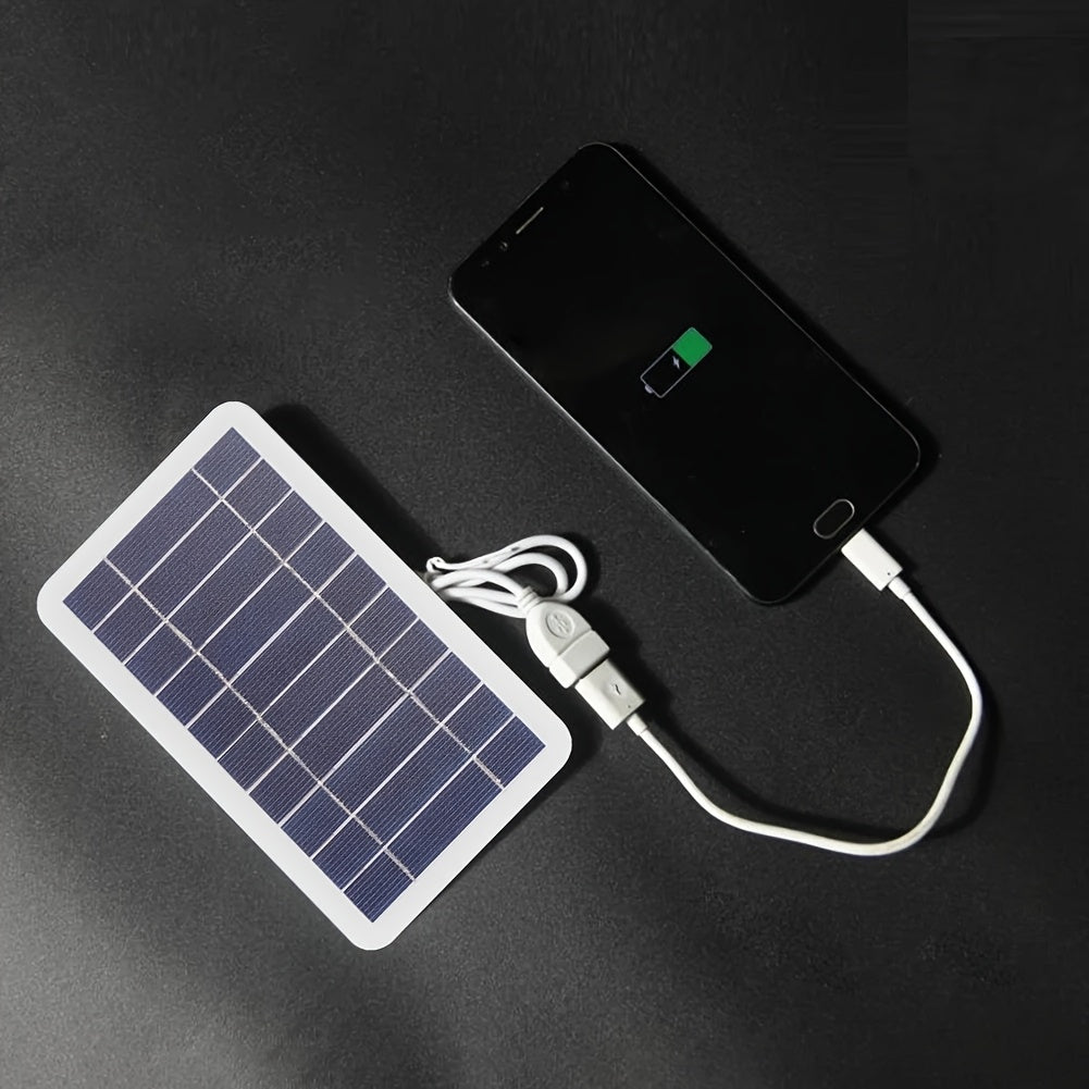 5V Portable Solar Panel 2W Monocrystalline High-Efficiency USB Fast Charger, High Quality & Dustproof - Compatible with Phones/Power Banks/Sport Cameras, Mini Lightweight Emergency Power Bank for Camping, Hiking & Outdoor Use