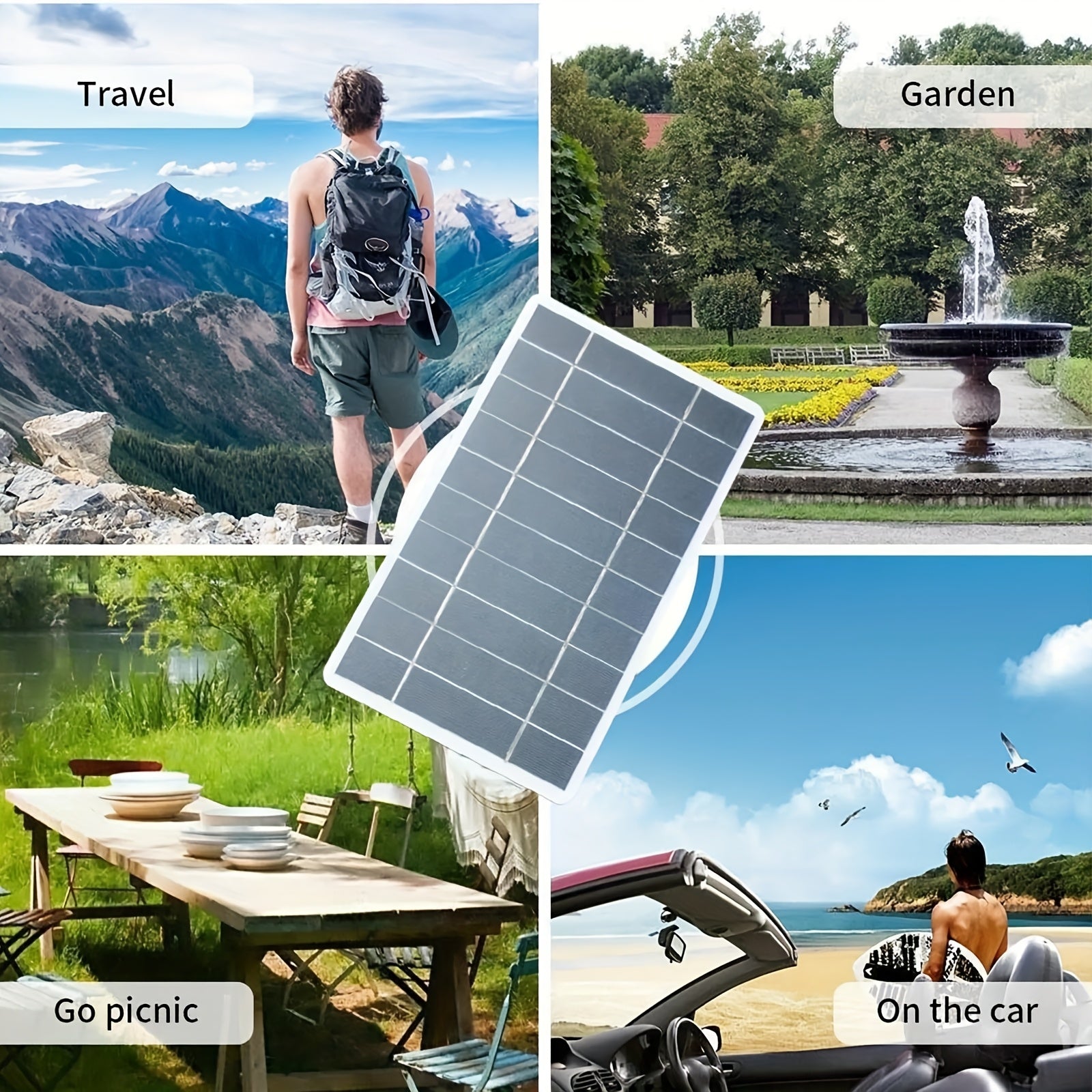 5V Portable Solar Panel 2W Monocrystalline High-Efficiency USB Fast Charger, High Quality & Dustproof - Compatible with Phones/Power Banks/Sport Cameras, Mini Lightweight Emergency Power Bank for Camping, Hiking & Outdoor Use