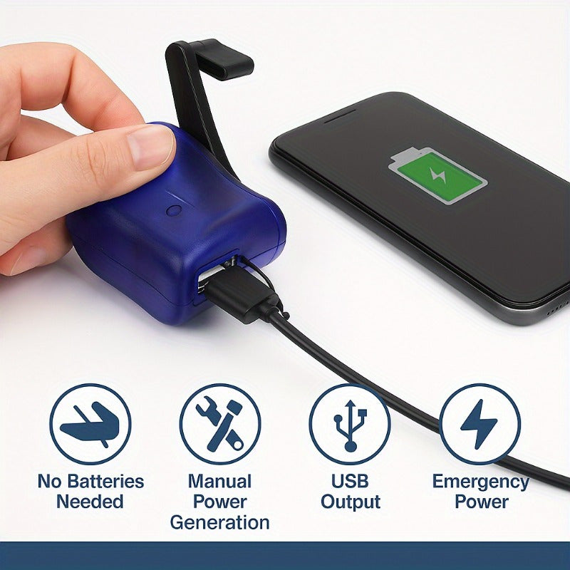 USB Rechargeable Hand Crank Charger, Portable Manual Power Supply Flashlight Generator & Phone Charger for Outdoor Hiking, Camping, Emergency Survival Situations