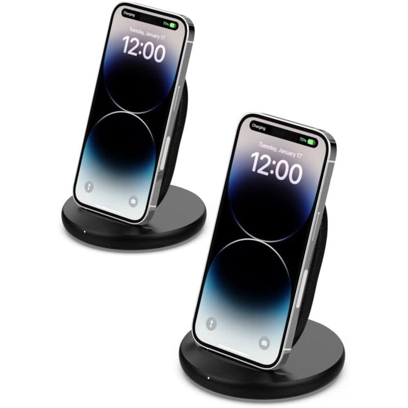 Belkin Quick Charge Wireless Charging Stand 15W Qi Certified Charger Stand for iPhone Galaxy Pixel More Charge While Listening to Music Video Streaming Video Calling Black 2 Pack No PSU