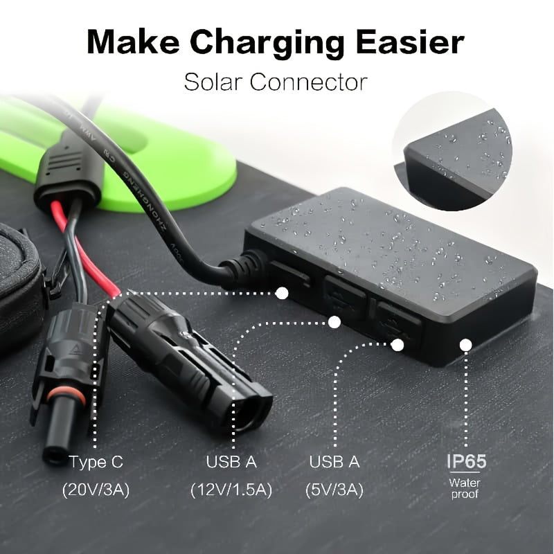 Portable Solar Panel, Portable Power Station Foldable Solar Panel, Built-in Charging Controller, with USB/TYPE-C/PD/QC 3.0, Waterproof for Outdoor Camping, RV Travel