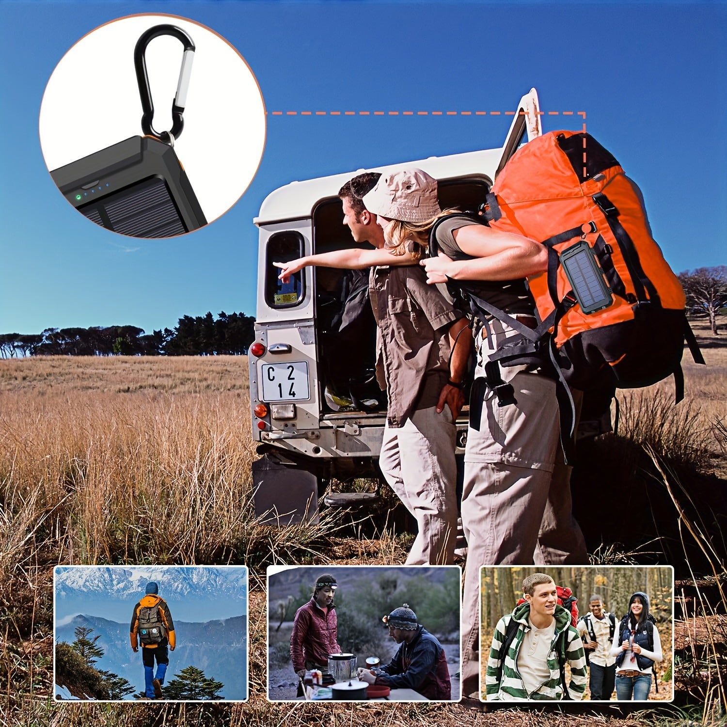 [Solar Power Bank 38800mAh] High Quality Solar Power Bank 38800mAh | Outdoor USB-C Portable Charger with Flashlight & Compass for Camping Hiking Travel