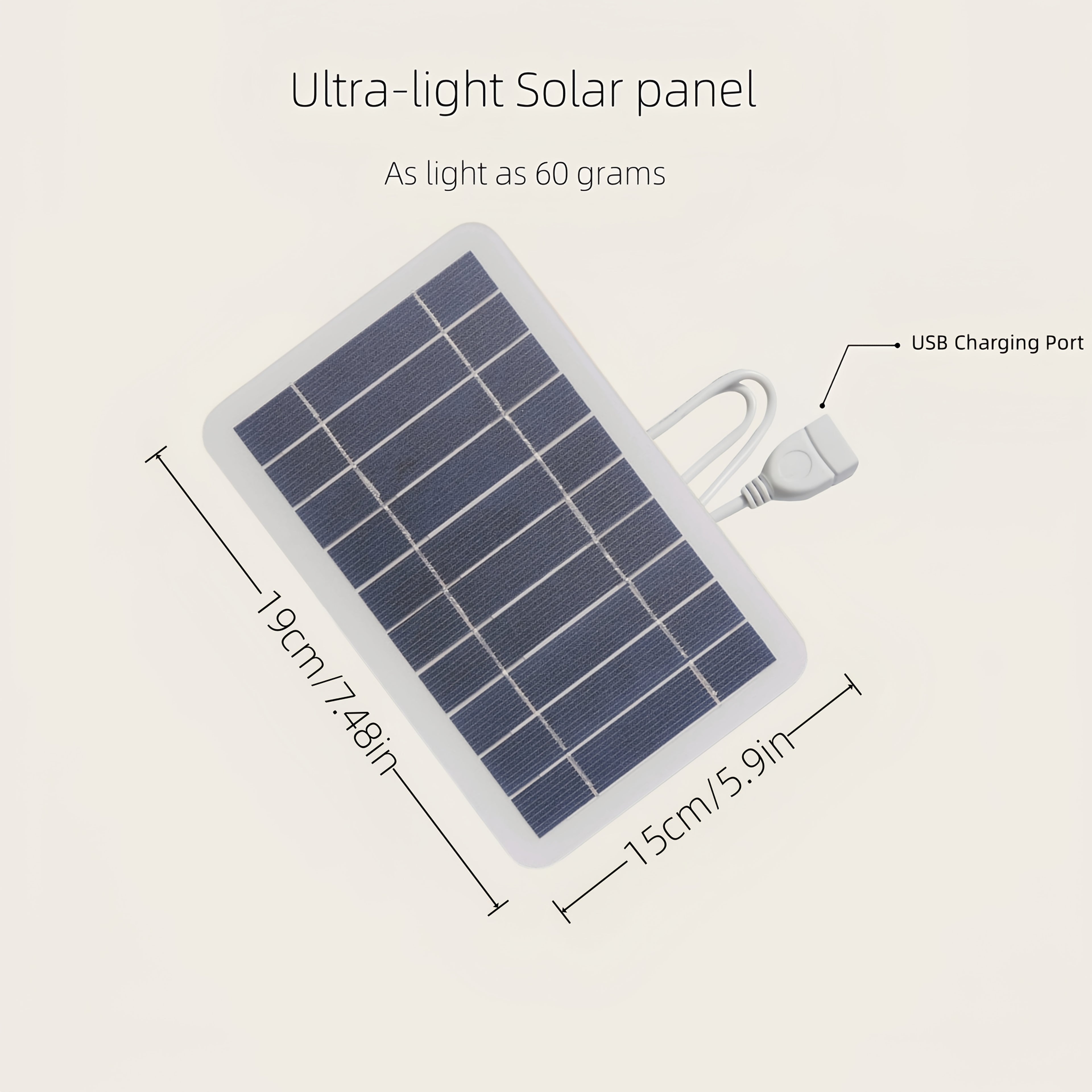 5V Portable Solar Panel 2W Monocrystalline High-Efficiency USB Fast Charger, High Quality & Dustproof - Compatible with Phones/Power Banks/Sport Cameras, Mini Lightweight Emergency Power Bank for Camping, Hiking & Outdoor Use