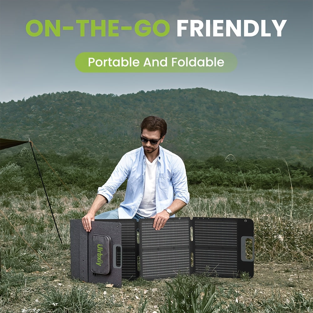 UIRBXIY 80W Portable Solar Panel with XT60 Anderson DC 8mm Connector - Foldable Solar Panel for Camping, RVs & Off-Grid Living, High-Efficiency Monocrystalline Solar Cells, Compact Design for Outdoor Use, Solar Phone Charger, Rv Power Supply, Foldable