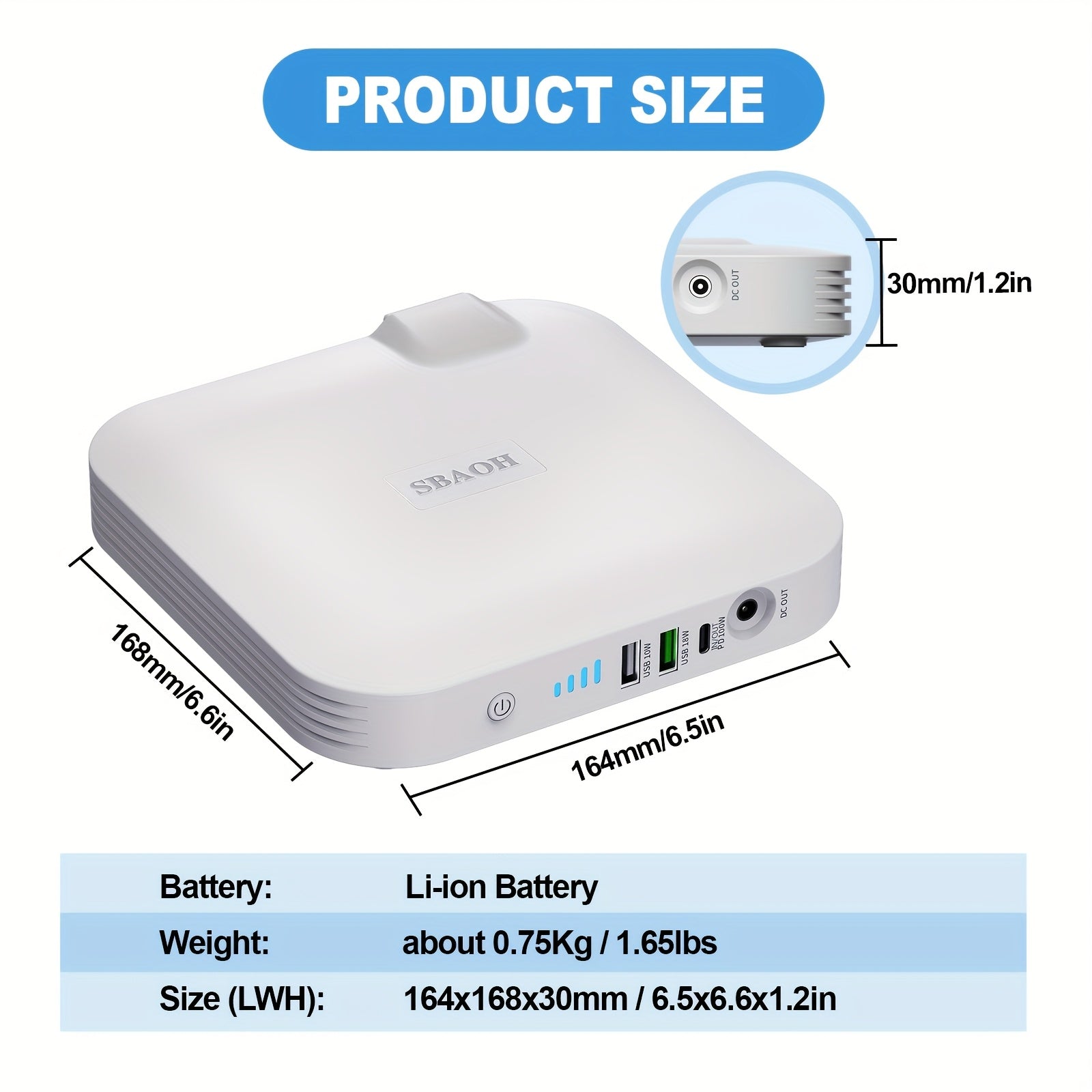 Portable Solar-Powered Emergency Power Generator - 100W 88.8Wh/24000mAh USB Rechargeable with 4 LED Lighting Modes, Compact Design for Camping, Travel & Outdoor Activities (Solar Panel Not Included), Solar Phone Charger, Outdoor Power Source, Modern