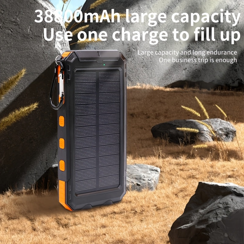 [Solar Power Bank 38800mAh] High Quality Solar Power Bank 38800mAh | Outdoor USB-C Portable Charger with Flashlight & Compass for Camping Hiking Travel