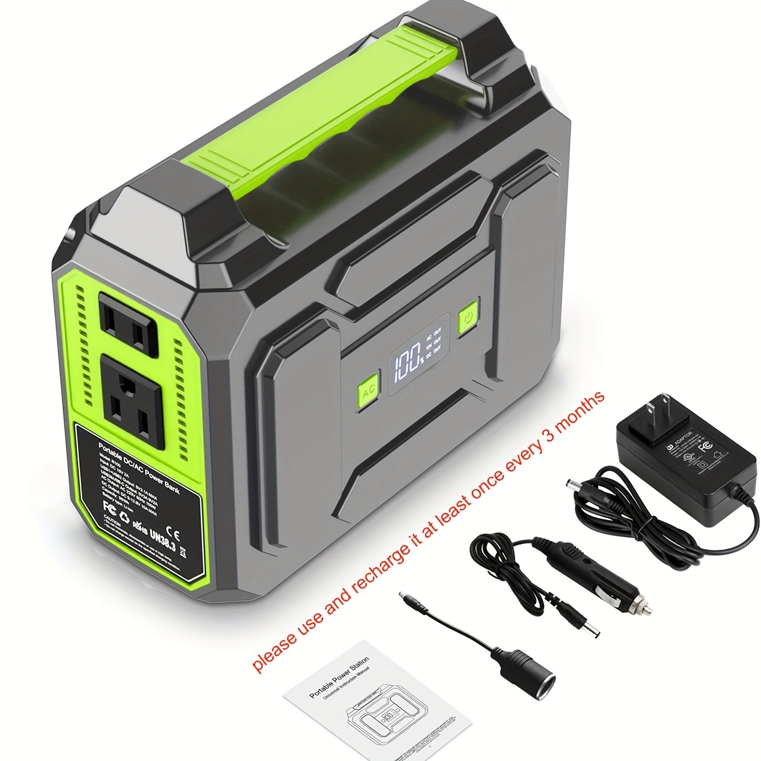 100W/300W Rated Portable Power Station Solar Generator, (Panel Optional), 146Wh/296Wh High Capacity Battery Pack, 2x 110V AC Outlet, DC USB C Port, LED Light, Power Bank For Outdoor Camping Hiking Road Trip Cycling CPAP Hurricane Emergency Christmas