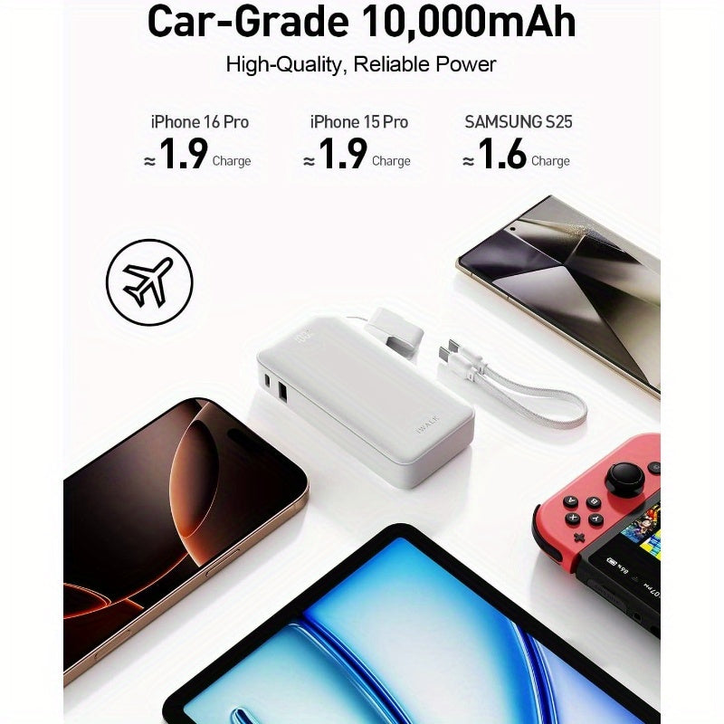 Portable, Ultra Small 10, 000mAh 30W PD Power Bank, USB C inOut Fast Charging Battery Pack with Stand, Travel Essential Phone Powerbank 1615 Pro, S25S24 Series, Portable Charger, Onthego Charging, Lightweight Power Bank, Sleek Power Bank, Reliable