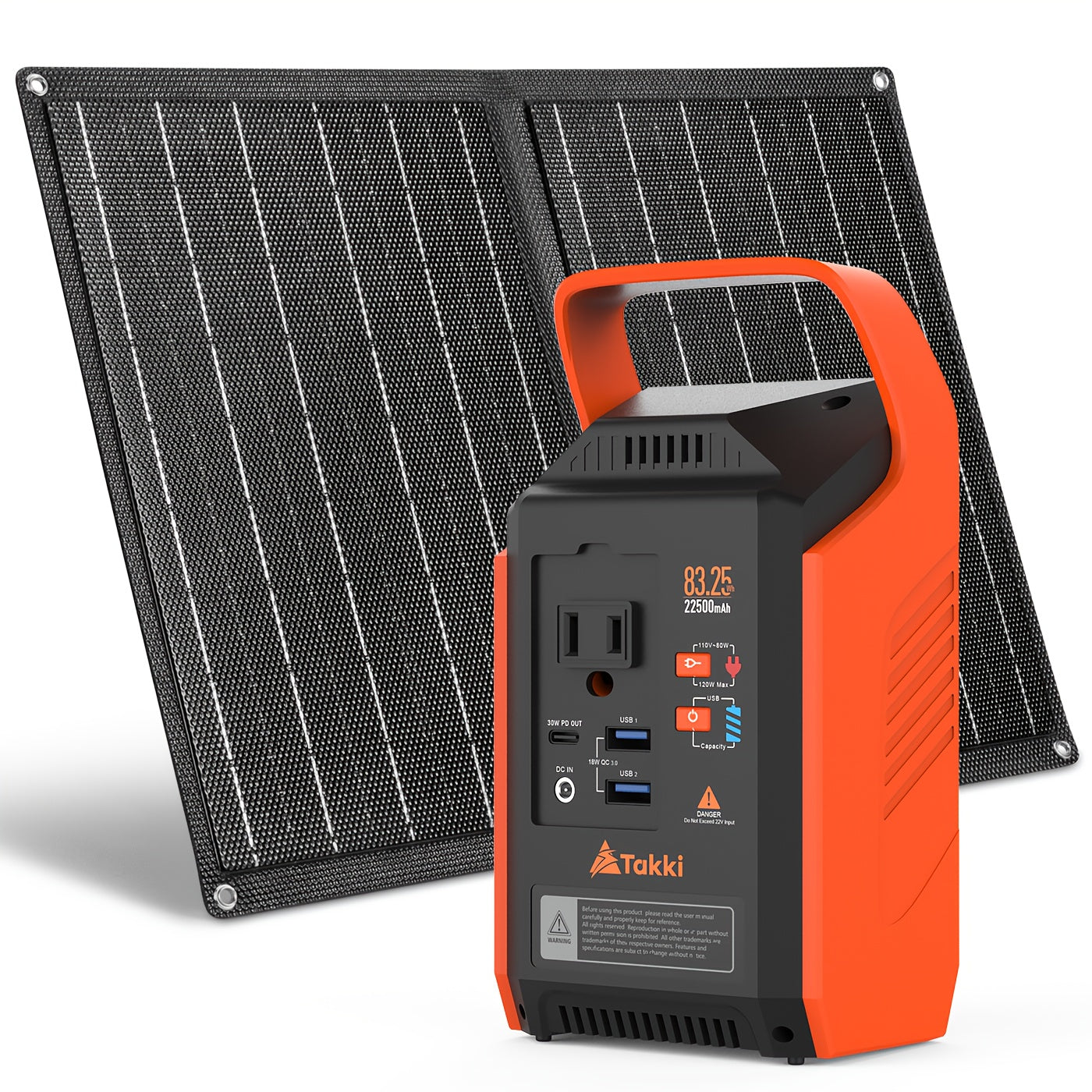 Portable Power Station 80W with AC Outlet - Solar Generator, QC3.0 Fast Charging, PD45W, 22500mAh Battery, Solar/Pure Solar/Car Charging, Compact & Lightweight for Camping, RV, Home, Emergencies, Outdoor - with US Plug (NEMA L5-30R) - Ideal for Phones,