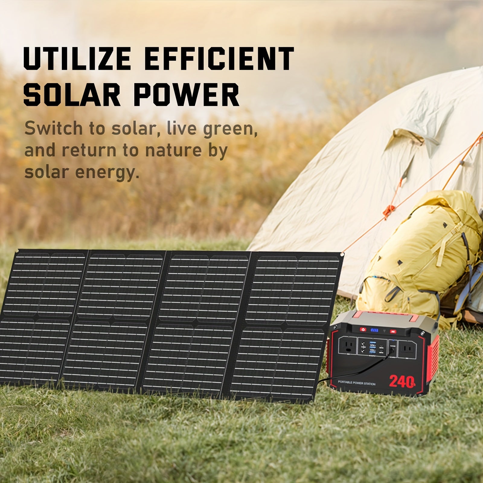 150W/300W Portable Camping Power Station 88.8Wh/111Wh/240Wh with 30WSolar Panel, 2*AC/USB-C PD/USB QC3.0/DC Output, LED Emergency Light, 18650 Lithium Battery, Fast Charge, 110V, US Plug, for Outdoor Camping, RV Traveling, Emergencies, Christmas Gift,