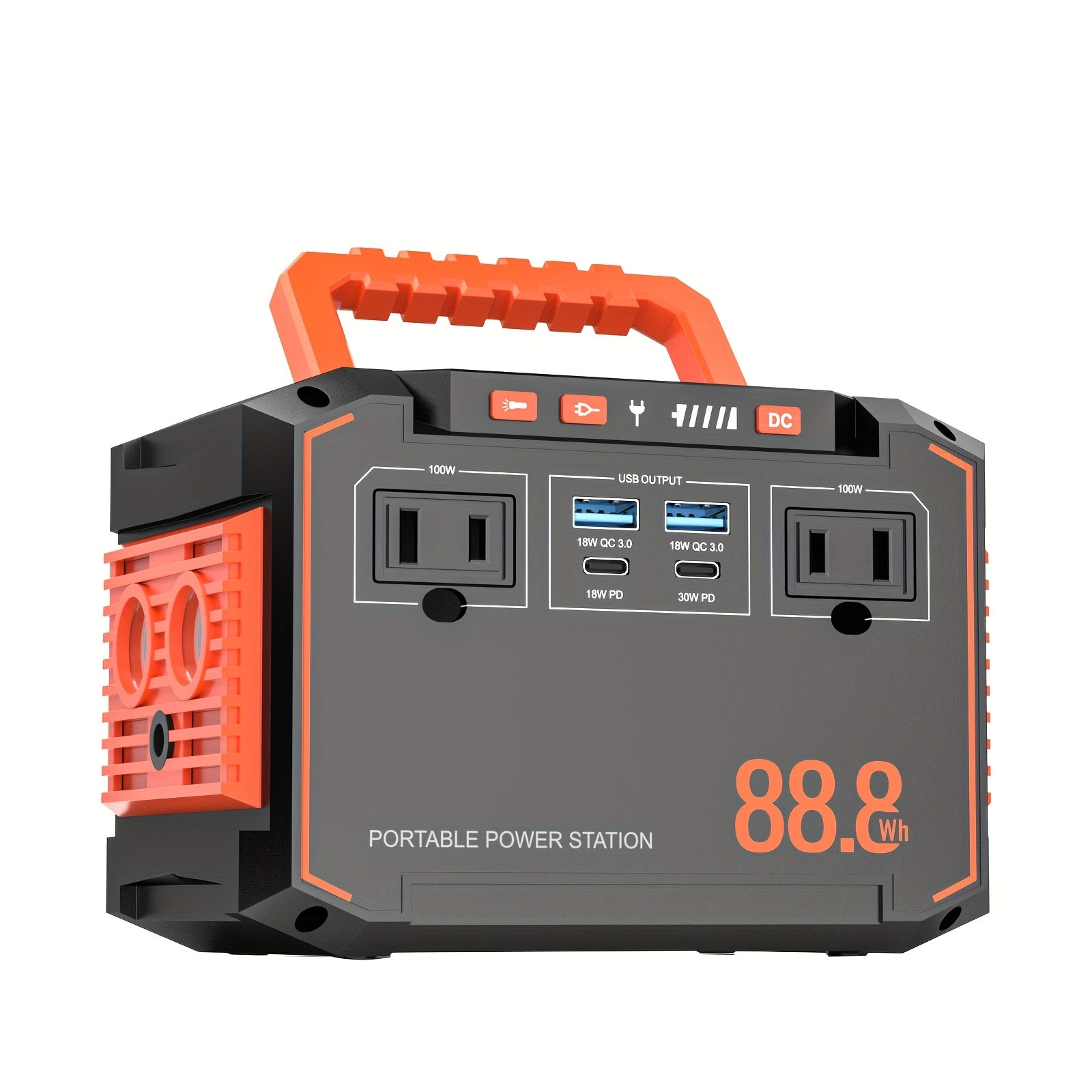 150W/300W Portable Camping Power Station 88.8Wh/111Wh/240Wh with 30WSolar Panel, 2*AC/USB-C PD/USB QC3.0/DC Output, LED Emergency Light, 18650 Lithium Battery, Fast Charge, 110V, US Plug, for Outdoor Camping, RV Traveling, Emergencies, Christmas Gift,
