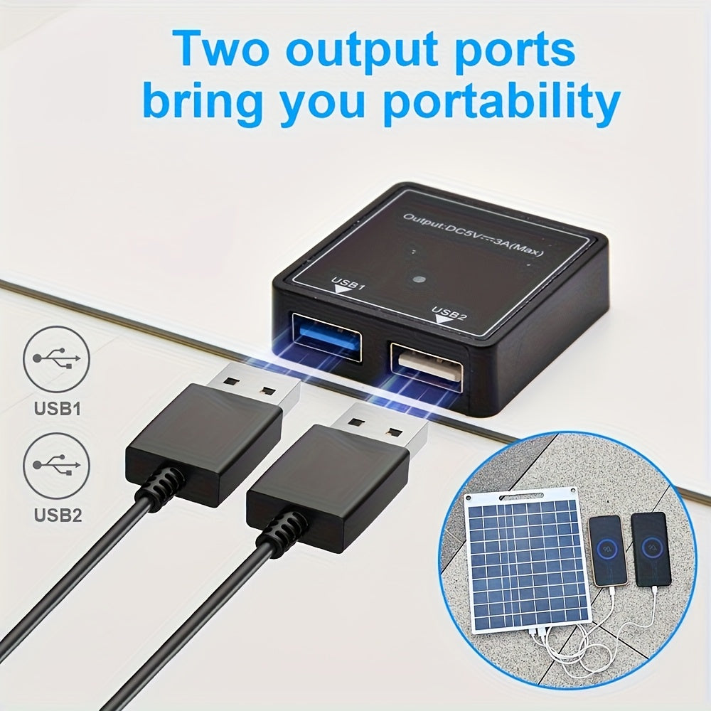 [High-performance conversion charging pad] Portable Solar Charging Panel - 5V USB Safety Voltage Regulator, 2 USB Ports with 2.5A Output, Lightweight for Outdoor Camping, Home Backup Power Supply, Power Bank, Flashlight, Fan, Solar Phone Charger, Foldable