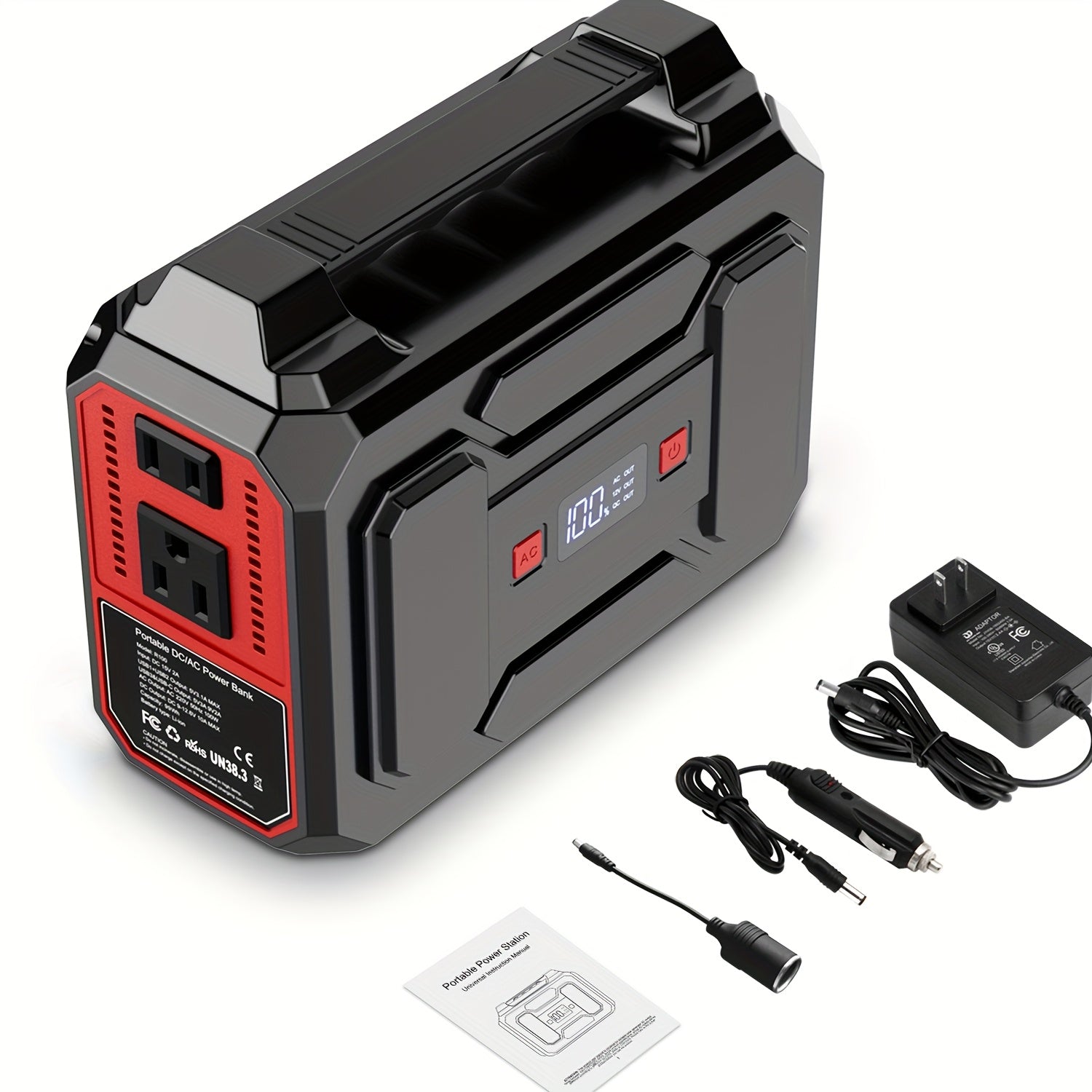100W/300W Rated Portable Power Station Solar Generator, (Panel Optional), 146Wh/296Wh High Capacity Battery Pack, 2x 110V AC Outlet, DC USB C Port, LED Light, Power Bank For Outdoor Camping Hiking Road Trip Cycling CPAP Hurricane Emergency Christmas