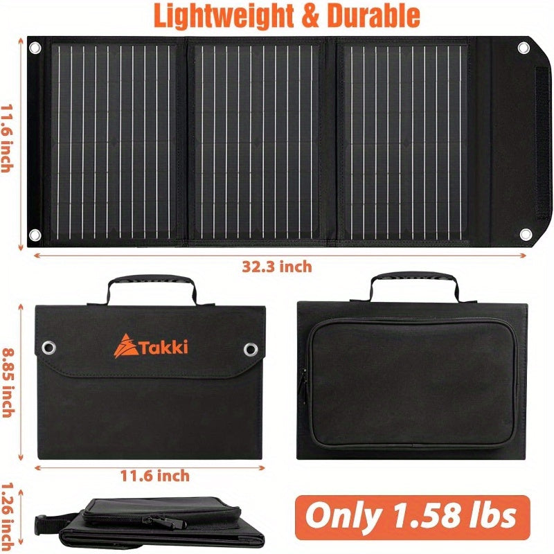 30W Foldable Solar Panel & Portable Power Station Generator Kit with 10 Connectors, USB-C/USB-A/DC/AC Outlets, Solar-Powered Charging for Phones, Laptops, RV, Camping, Home Backup - Lightweight & Durable Outdoor Power Bank, No Mains Electricity Needed,