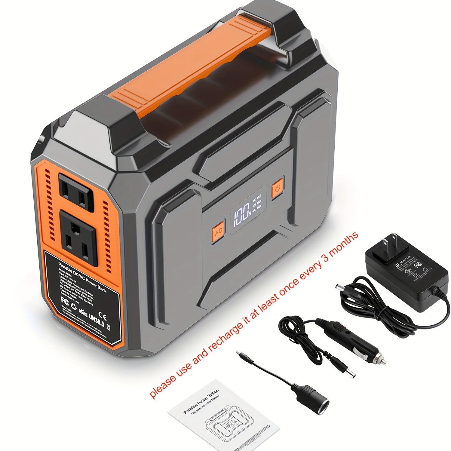 100W/300W Rated Portable Power Station Solar Generator, (Panel Optional), 146Wh/296Wh High Capacity Battery Pack, 2x 110V AC Outlet, DC USB C Port, LED Light, Power Bank For Outdoor Camping Hiking Road Trip Cycling CPAP Hurricane Emergency Christmas