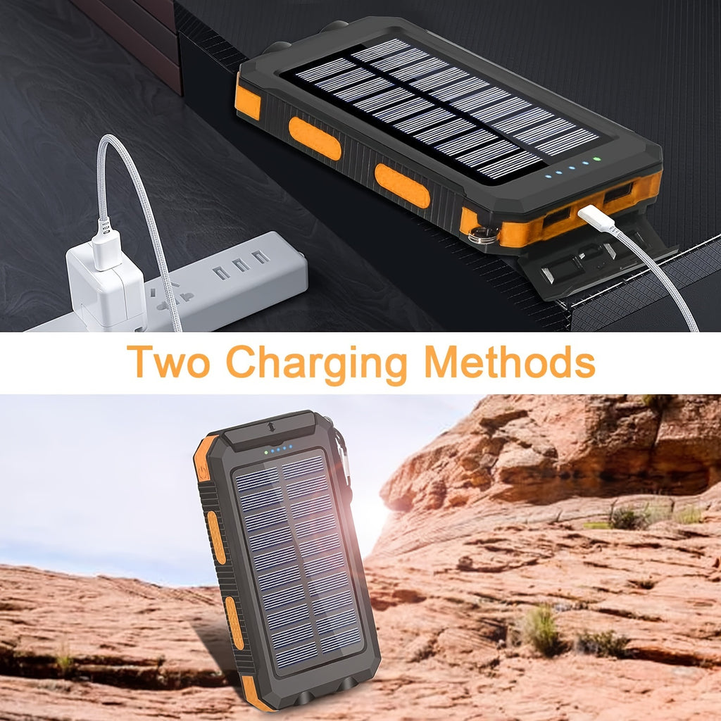 [Solar Power Bank 38800mAh] High Quality Solar Power Bank 38800mAh | Outdoor USB-C Portable Charger with Flashlight & Compass for Camping Hiking Travel