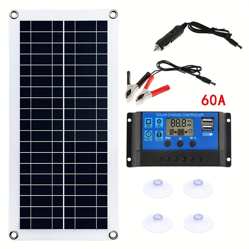 2pcs 12V 18V Portable Solar Panel Kit - Efficient USB Charging Interface With Built In Controller, Suitable For Mobile Phones, Motorhomes, Cars, And Outdoor Use - Durable Solar Cells Designed For Reliable Power Generation, Suitable For Outdoor Emergency