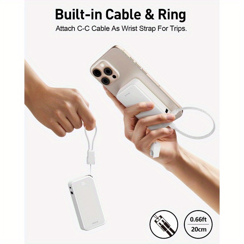 Portable, Ultra Small 10, 000mAh 30W PD Power Bank, USB C inOut Fast Charging Battery Pack with Stand, Travel Essential Phone Powerbank 1615 Pro, S25S24 Series, Portable Charger, Onthego Charging, Lightweight Power Bank, Sleek Power Bank, Reliable