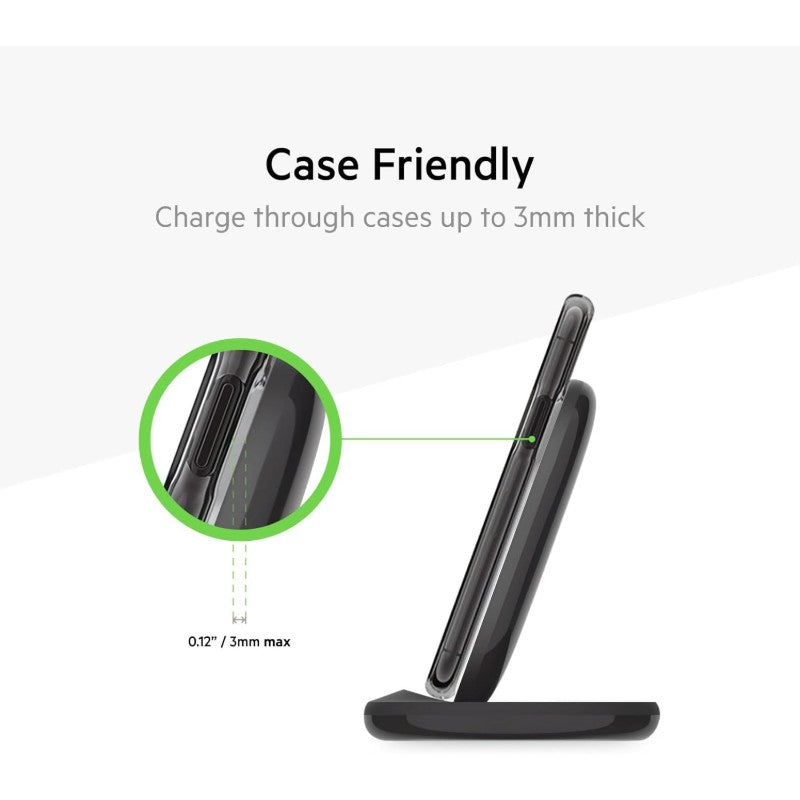 Belkin Quick Charge Wireless Charging Stand 15W Qi Certified Charger Stand for iPhone Galaxy Pixel More Charge While Listening to Music Video Streaming Video Calling Black 2 Pack No PSU