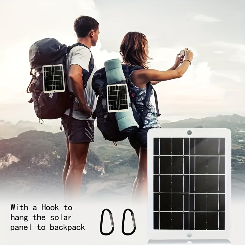 [Portable Solar Charger] Portable 3W 5V Monocrystalline Solar Panel Charger With USB Port | Compact Lightweight Design For Camping, Hiking, Travel - Solar Phone Charger, Camping Power Source, Cable With Connectors, Emergency Charging, Foldable Charging,