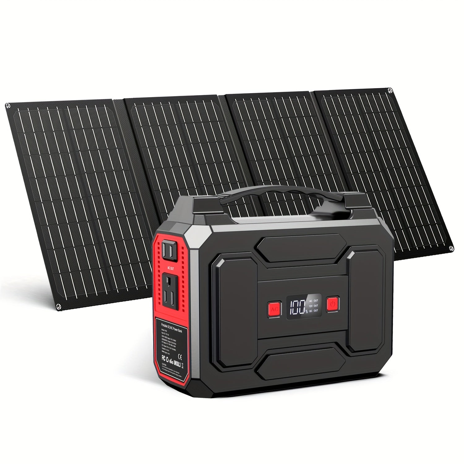 100W/300W Rated Portable Power Station Solar Generator, (Panel Optional), 146Wh/296Wh High Capacity Battery Pack, 2x 110V AC Outlet, DC USB C Port, LED Light, Power Bank For Outdoor Camping Hiking Road Trip Cycling CPAP Hurricane Emergency Christmas
