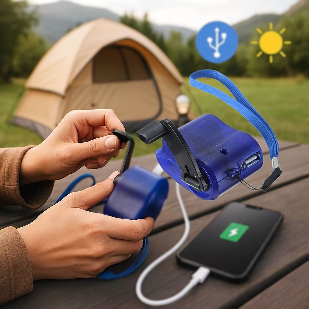 USB Rechargeable Hand Crank Charger, Portable Manual Power Supply Flashlight Generator & Phone Charger for Outdoor Hiking, Camping, Emergency Survival Situations