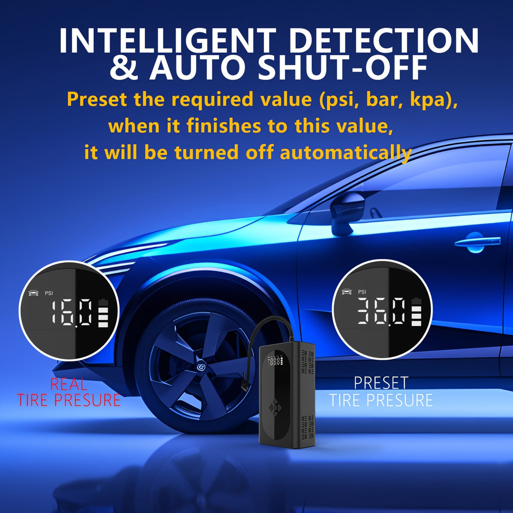 4000A Car Jump Starter with Air Compressor, Emergency Battery Jumper Starter Battery Pack (Up to 2.64gal Gas/2.11gal Diesel) with Intelligent Jumper Clamps, Fast Inflation, 10000mAh Power Bank, 3-In-1 Flashlight