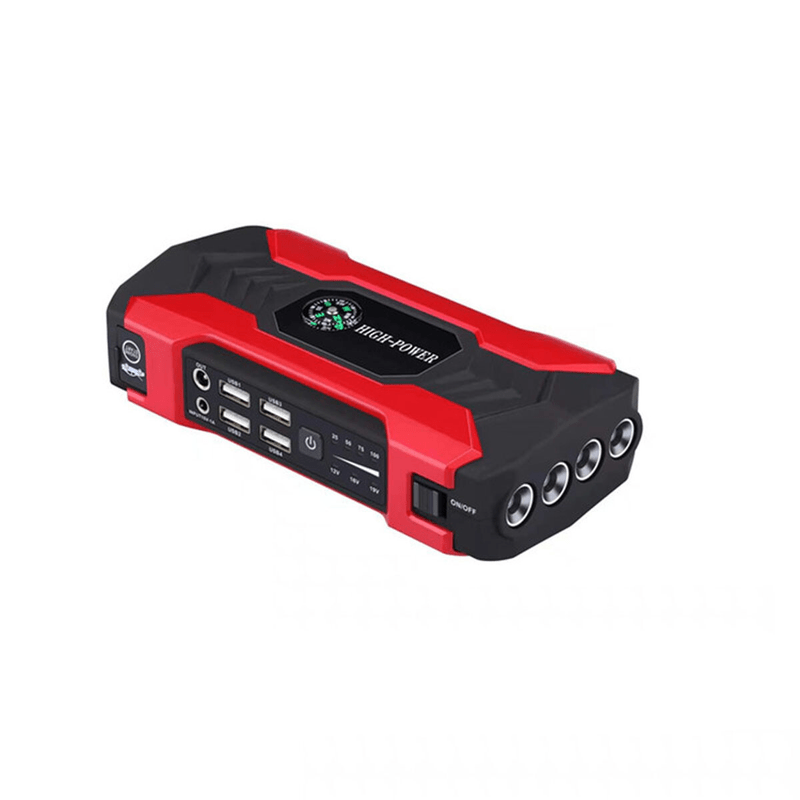 99800mAh Car Jump Starter Power Bank 1200A Peak Booster for Trucks Laptops Phones with Window Hammer Emergency Flashlight