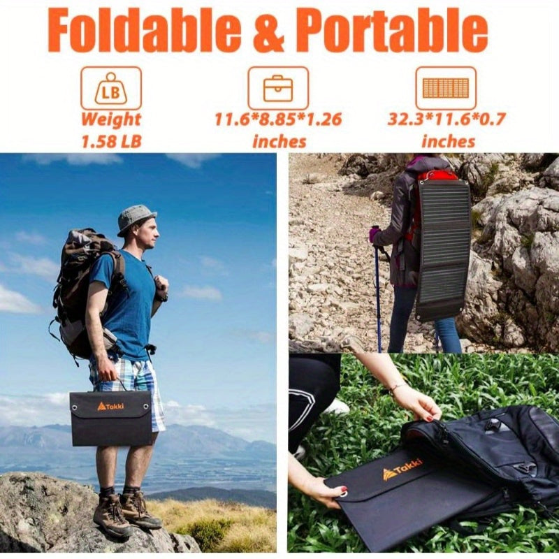 30W Foldable Solar Panel & Portable Power Station Generator Kit with 10 Connectors, USB-C/USB-A/DC/AC Outlets, Solar-Powered Charging for Phones, Laptops, RV, Camping, Home Backup - Lightweight & Durable Outdoor Power Bank, No Mains Electricity Needed,
