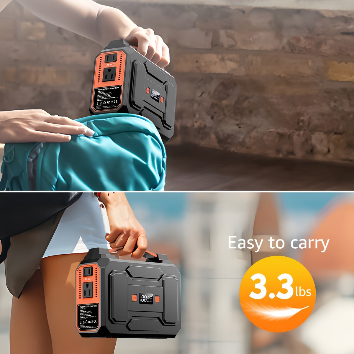 100W/300W Rated Portable Power Station Solar Generator, (Panel Optional), 146Wh/296Wh High Capacity Battery Pack, 2x 110V AC Outlet, DC USB C Port, LED Light, Power Bank For Outdoor Camping Hiking Road Trip Cycling CPAP Hurricane Emergency Christmas
