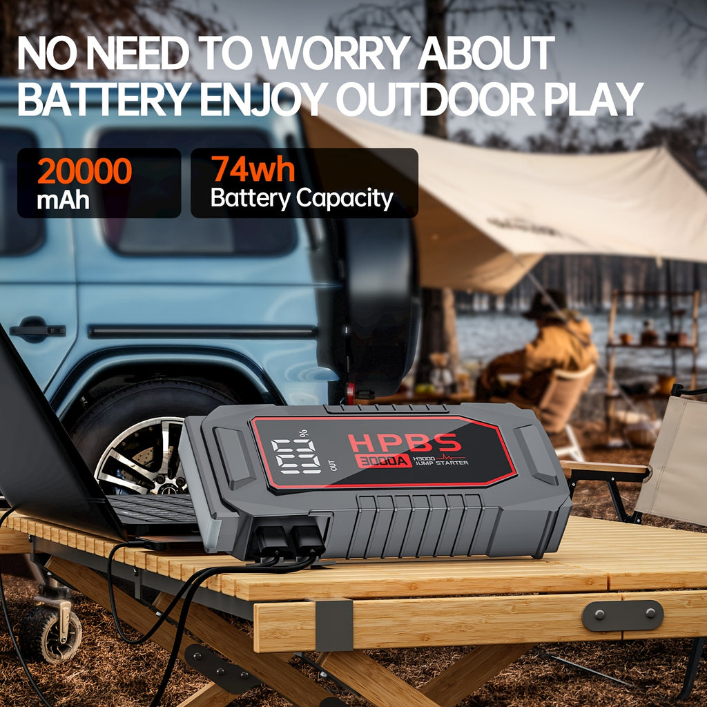 Jump Starter Battery Pack With Power Bank, 12V Battery Booster Charger For 10L Gas And 8.0L Diesel Engines-Motorcycle, Car, SUV, PICK-UP, Truck, Quick Start Dead Battery, Multi-functional Flashlight For Outdoor Adventures