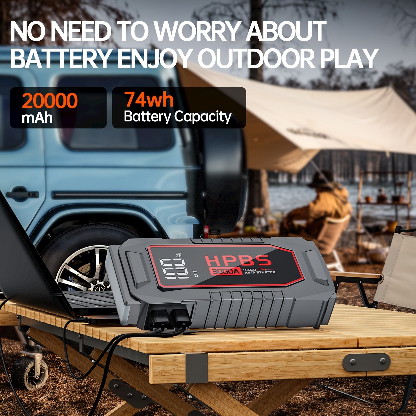 Jump Starter Battery Pack With Power Bank, 12V Battery Booster Charger For 10L Gas And 8.0L Diesel Engines-Motorcycle, Car, SUV, PICK-UP, Truck, Quick Start Dead Battery, Multi-functional Flashlight For Outdoor Adventures