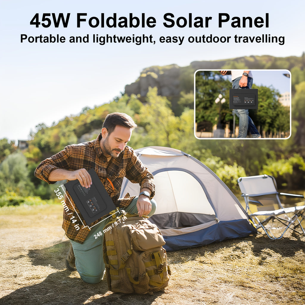 MHPOWOS 45W Solar Panel with Wide Compatibility - Portable Solar Charger for RV, Off-Grid, Outdoor Travel, Camping & Emergency Power, 36V Safe Operating Voltage, Durable Black Design, Solar Phone Charger, Rv Charging Station, Compact Design, Sturdy