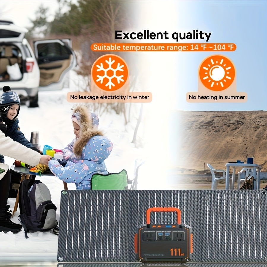 150W/300W Portable Camping Power Station 88.8Wh/111Wh/240Wh with 30WSolar Panel, 2*AC/USB-C PD/USB QC3.0/DC Output, LED Emergency Light, 18650 Lithium Battery, Fast Charge, 110V, US Plug, for Outdoor Camping, RV Traveling, Emergencies, Christmas Gift,