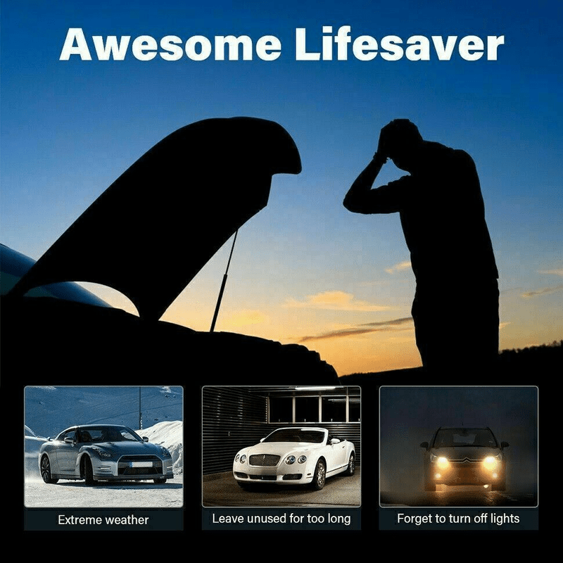 99800mAh Car Jump Starter Power Bank 1200A Peak Booster for Trucks Laptops Phones with Window Hammer Emergency Flashlight